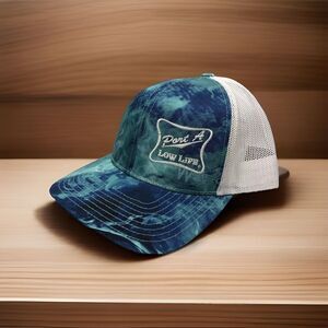 Port A Low Life Tie Dye Trucker Hat Blue Green Mesh Snapback Port Aransas